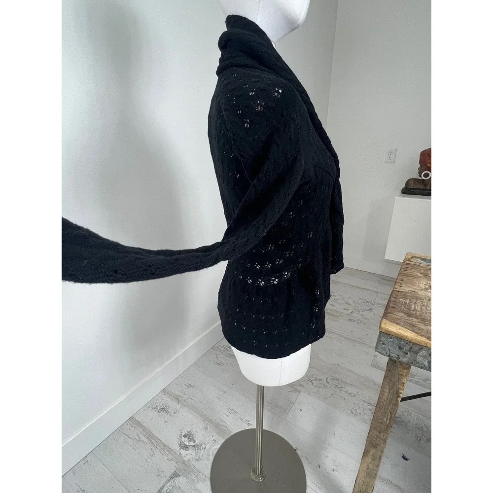 Y2K Cardigan Sweater Cowl Neck High Lo Open Knit‎ Sweater - Picture 3 of 7